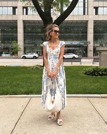 Midi/maxi baby blue and white dress perfect for and outdoor wedding guest, location weddings, showers or European trips! Size 2 
@nordstrom #nordstrompartner 

#LTKStyleTip #LTKItBag #LTKWedding