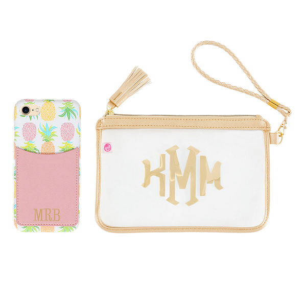 Monogrammed Clear Stadium Wristlet | Marleylilly