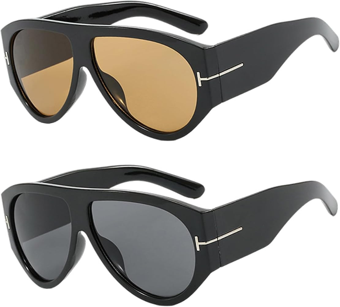 2 Pieces of Fashionable Sunglasses, Simple and Retro Sunglasses, Trendy and Personalized Glasses,... | Amazon (UK)