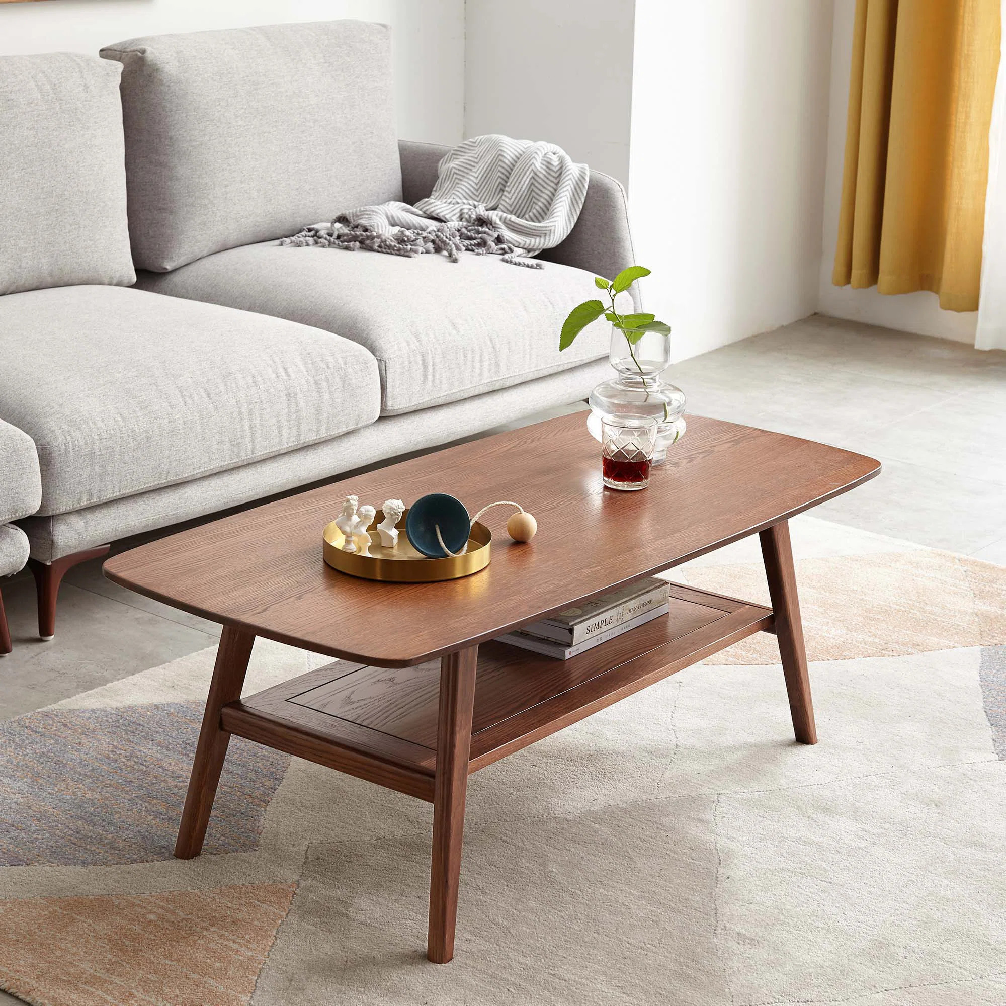 George Oliver Dulcio Coffee Table,Natural wood living room Table with storage shelf Natural writi... | Wayfair North America