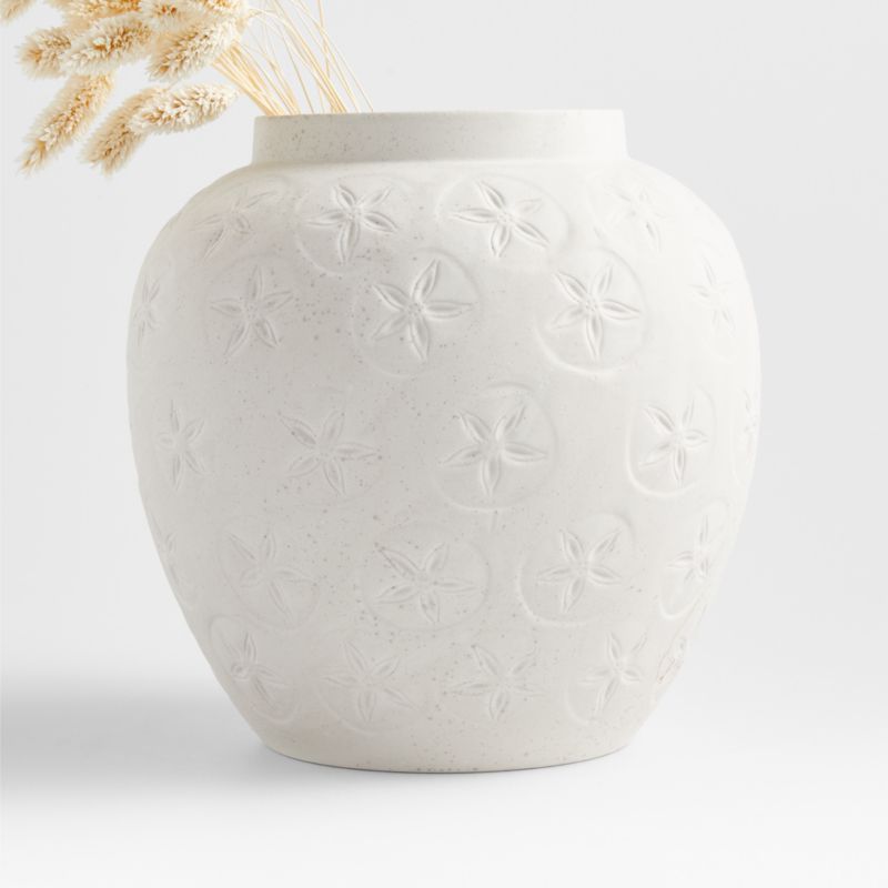 Coastal White Vase 9" + Reviews | Crate & Barrel | Crate & Barrel
