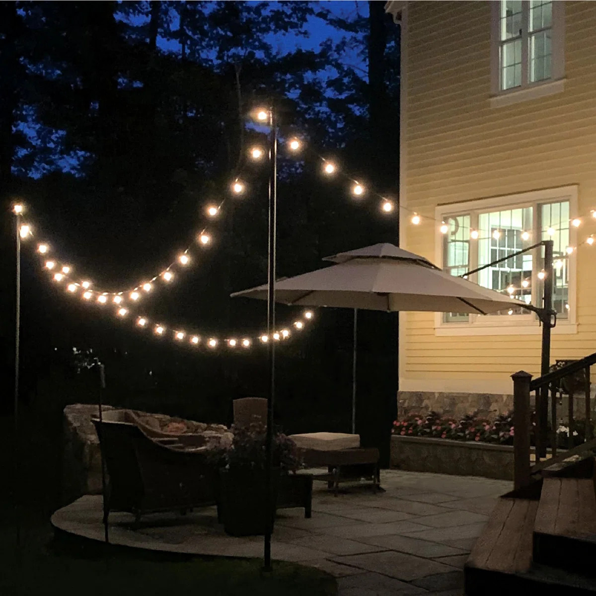Bistro String Light Poles & 50ft of String Lights (Set of 2) | AllModern