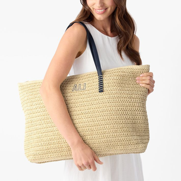Stinson Straw Zip-Top Tote | Mark and Graham