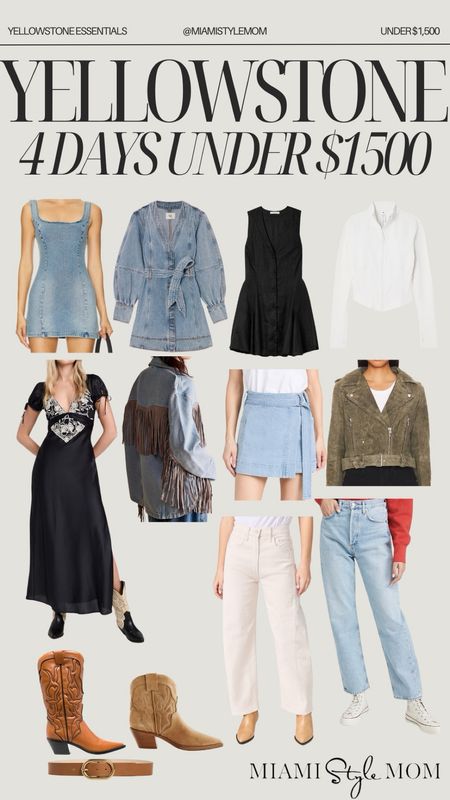 Yellowstone outfit inspo! 4 outfits under $1500🫶🏼

Yellowstone outfits. Country outfits. Denim dress. Yellowstone vacation. Jeans. White button down. Cowboy boots.

#LTKStyleTip #LTKSeasonal #LTKShoeCrush