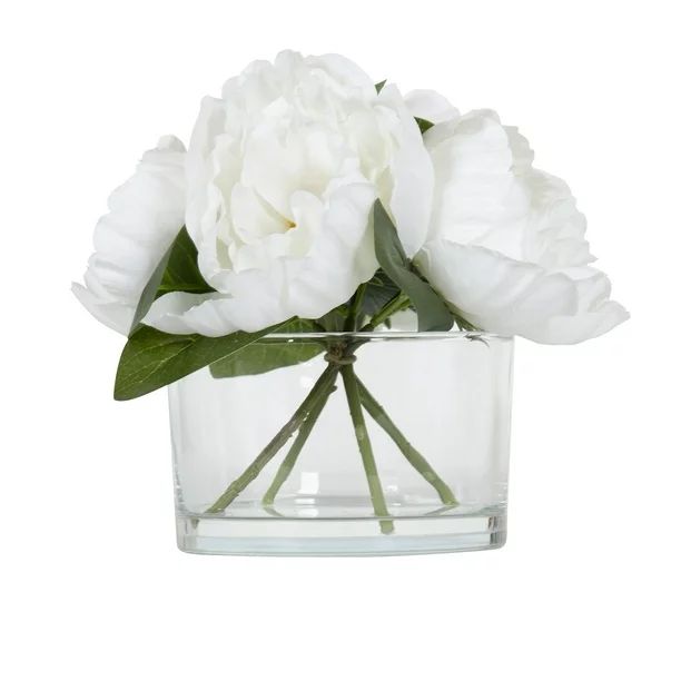 Better Homes & Gardens 7" Faux White Peony Flowers with Illusion Water | Walmart (US)