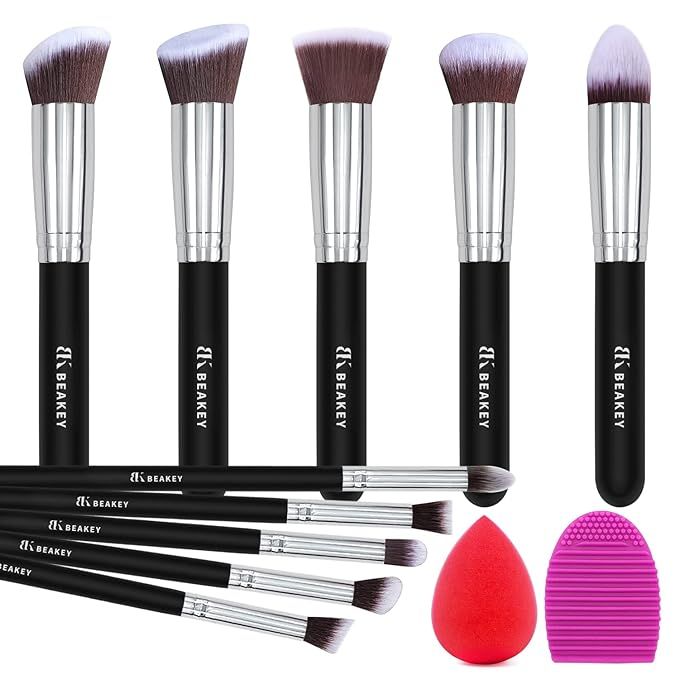 BEAKEY Makeup Brush Set Premium Synthetic Foundation Face Powder Blush Eyeshadow Kabuki Brush Kit... | Amazon (US)