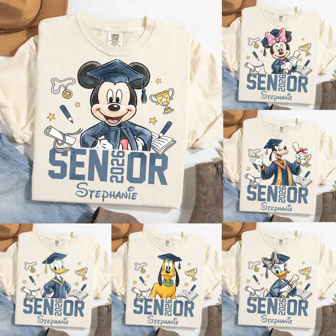 Personalized Mickey & Friends Senior 2026 Shirt, Senior Trip Disney Graduation 2026 Tee, Disney G... | Etsy (US)