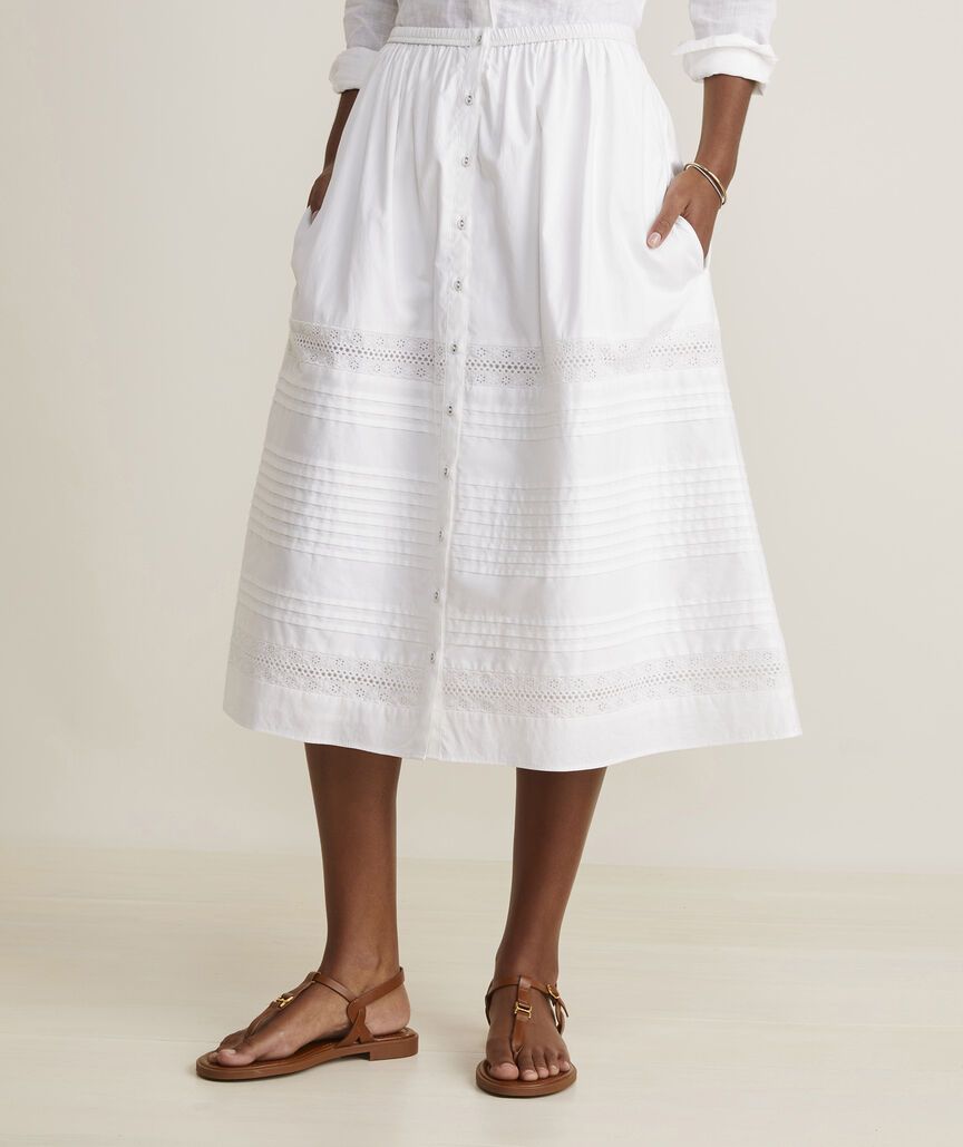 Poplin Lace Midi Skirt | vineyard vines