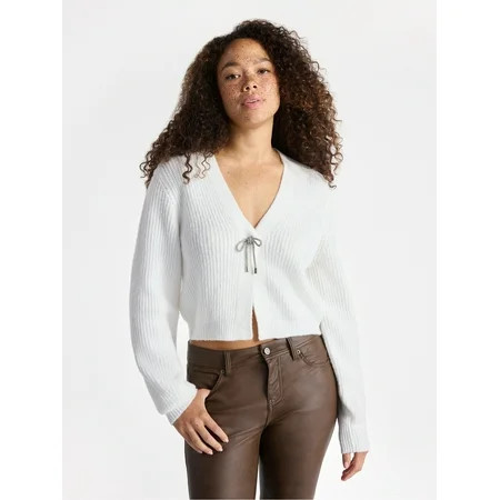 No Boundaries Bow Cardigan Midweight Women’s | Walmart (US)