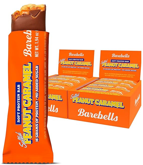 BAREBELLS Soft Protein Bars Salted Peanut Caramel - 12 Count, Pack of 2 - Protein Snacks with 16g... | Amazon (US)