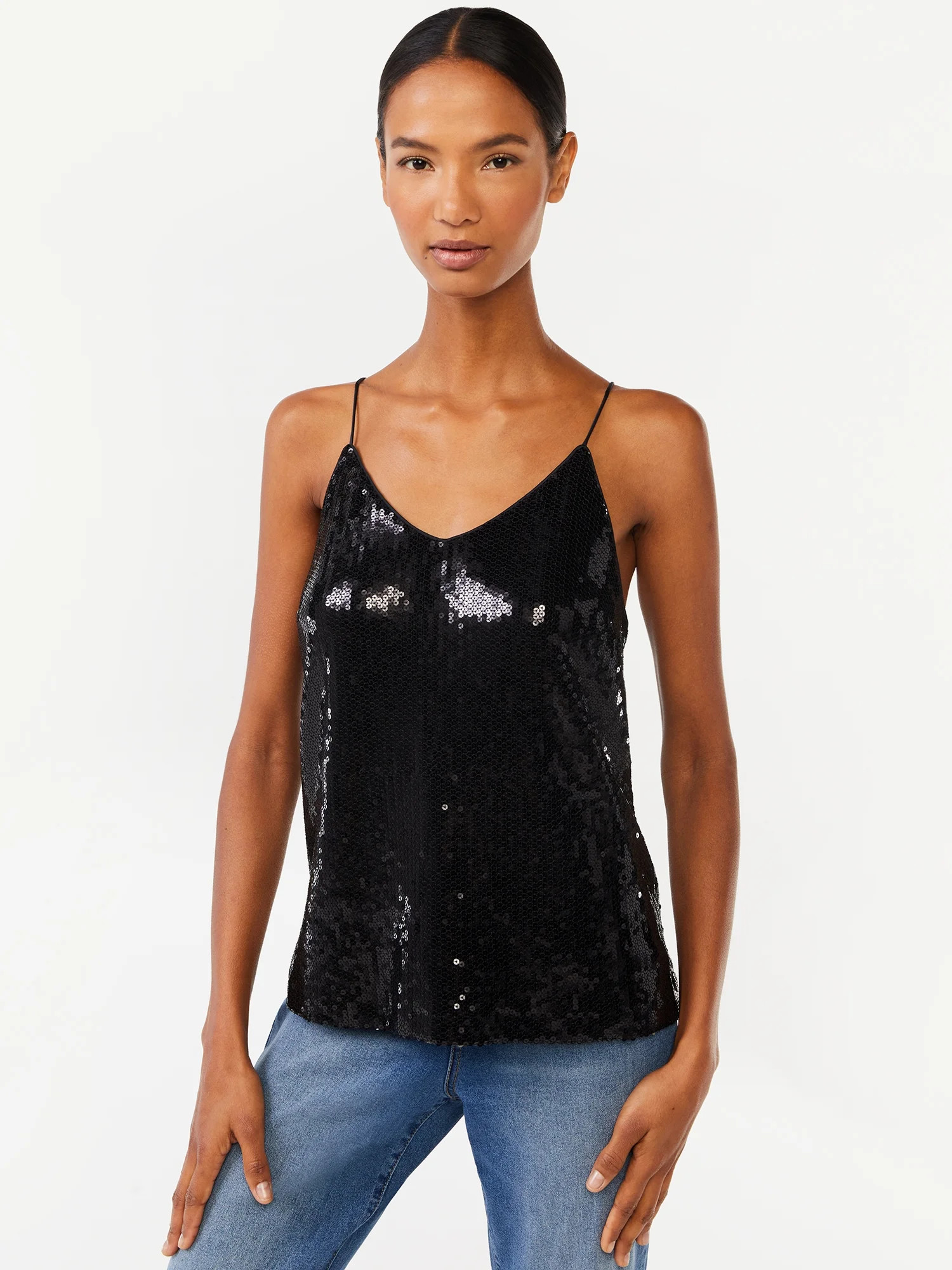 Scoop Women's Sequin Cami Top - Walmart.com | Walmart (US)
