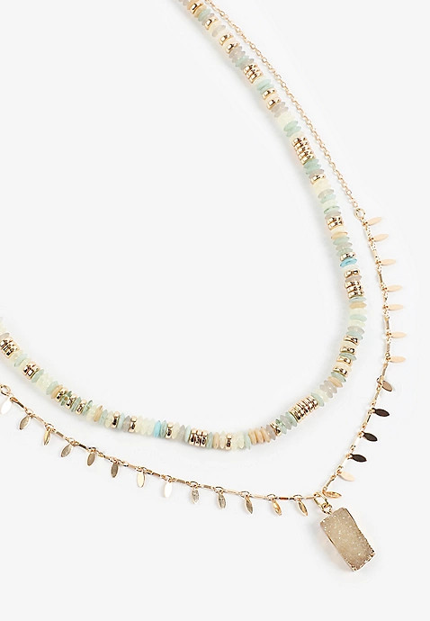 Gold Beaded Layered Necklace Set | Maurices