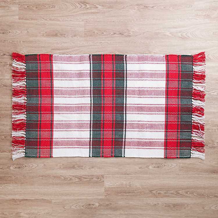 New! Red and Green Plaid Christmas Scatter Rug | Kirkland's Home