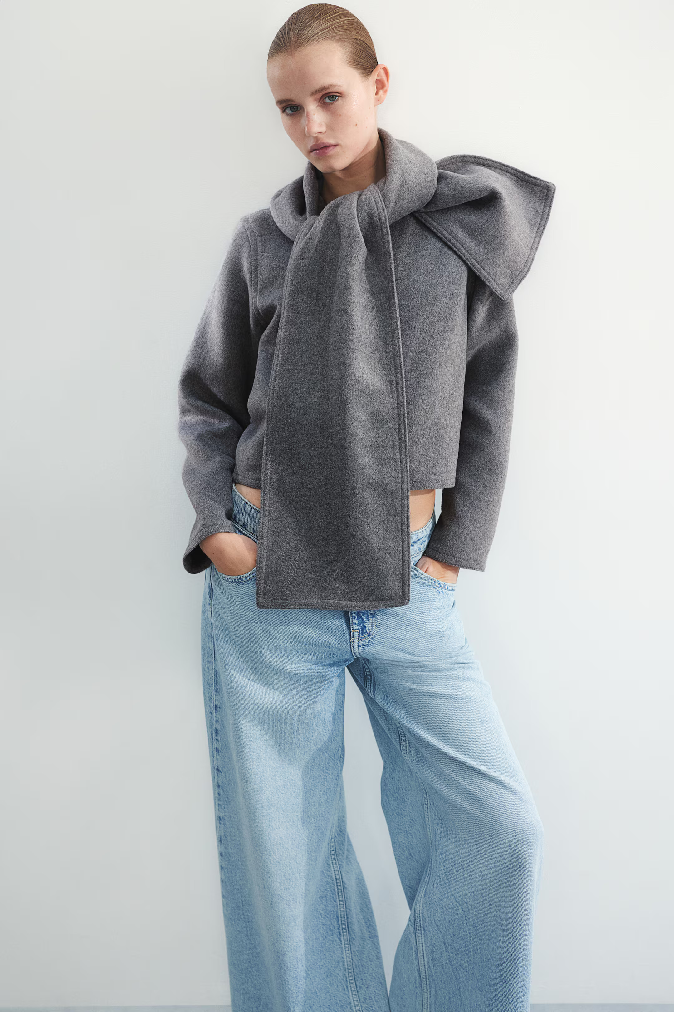 Felted jacket with scarf | H&M (UK, MY, IN, SG, PH, TW, HK)