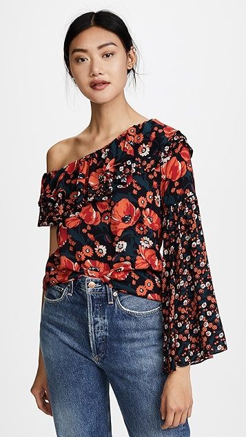 Floral One Shoulder Blouse | Shopbop