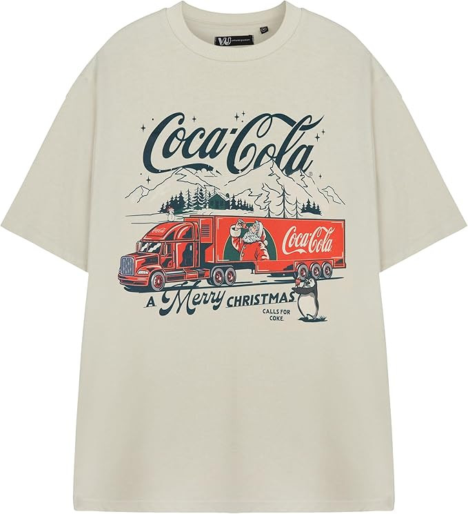 Coca-Cola Womens Beige Christmas Graphic Tee | Classic Holiday Theme Crew Neck T-Shirt | A Merry ... | Amazon (UK)