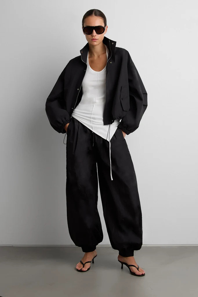 HIGH FUNNEL NECK CROPPED DRAWSTRING JACKET | OAK + FORT