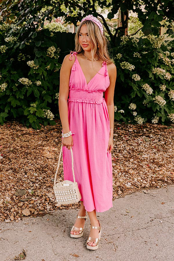 Sweet And Casual Midi in Pink | Impressions Online Boutique