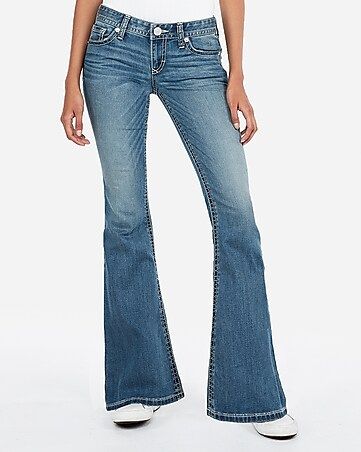 Low Rise Thick Stitch Stretch Bell Flare Jeans | Express