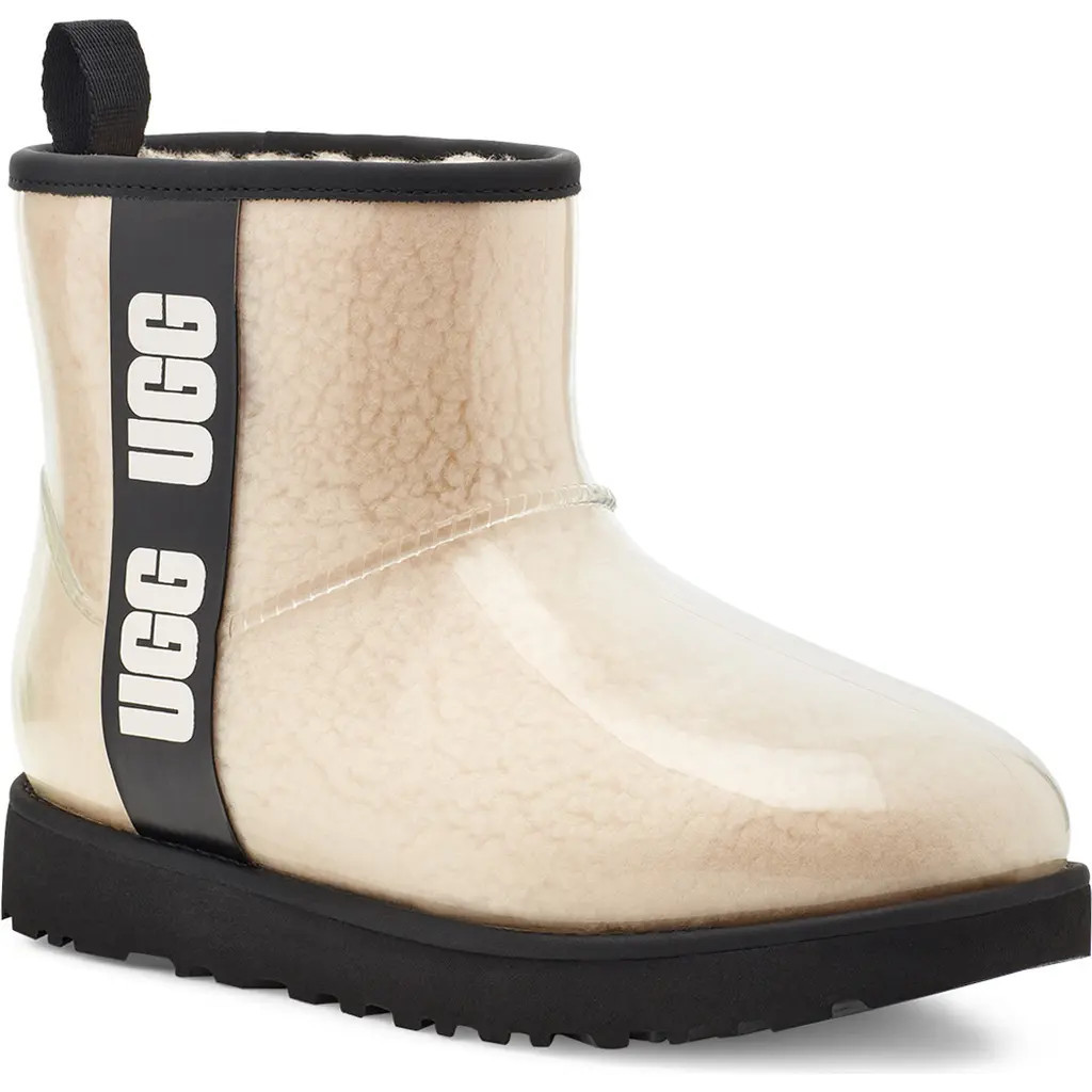 UGG(r) Classic Mini Waterproof Clear Boot in Natural/Black at Nordstrom, Size 9 | Nordstrom