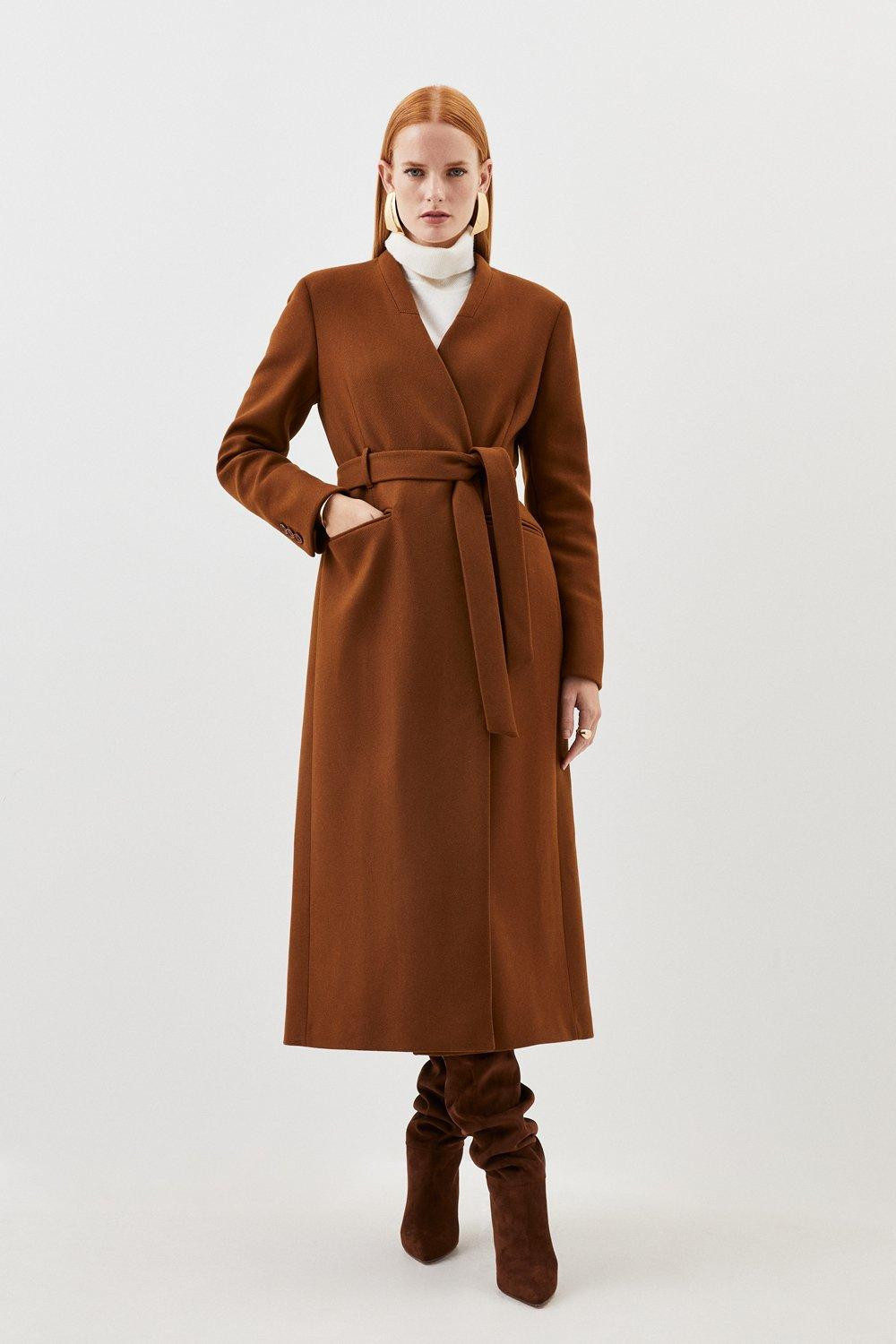 Italian Wool Belted Collared Coat | Karen Millen UK + IE + DE + NL