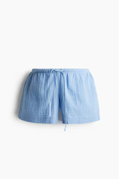 H & M - MAMA Drawstring Muslin Shorts - Blue | H&M (US + CA)