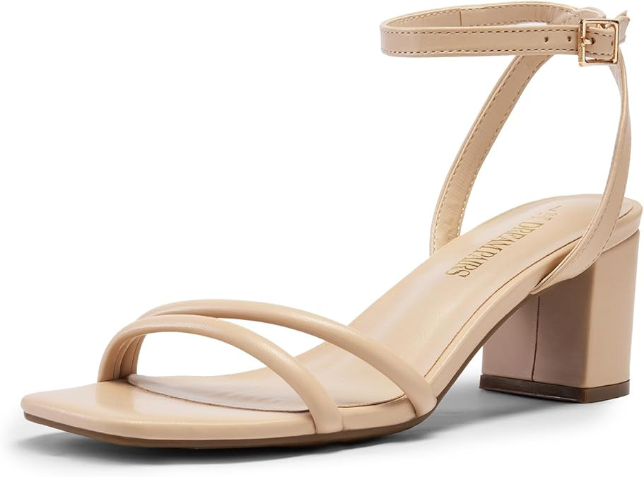 DREAM PAIRS Women's Chunky Strappy Heels Square Open Toe Ankle Buckle Low Heels Sandals for Daily... | Amazon (US)