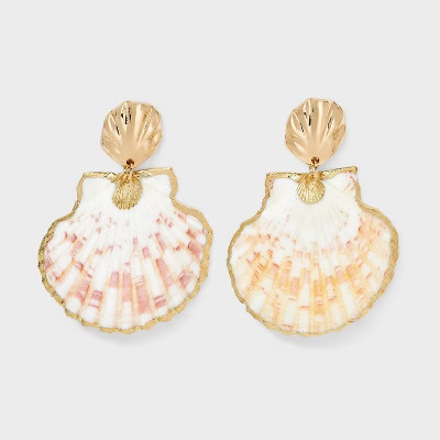 Seashell Double Drop Earrings - A New Day™ Gold | Target