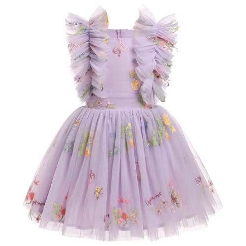 IMEKIS 9th 10th Birthday Girl Outfit: Fairy Dresses Girls Cake Smash Toddler Graduation Dress Kids Princess Easter Dress Tea Party Wedding Formal Pageant Tulle Gown Photoshoot Lilac Floral 9-10 Years | Amazon (US)