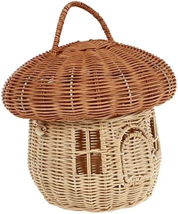 ARTIBETTER Rattan Storage Basket Mushroom Shape Decorative Woven Basket Fruit Basket Wall Hanging... | Amazon (US)
