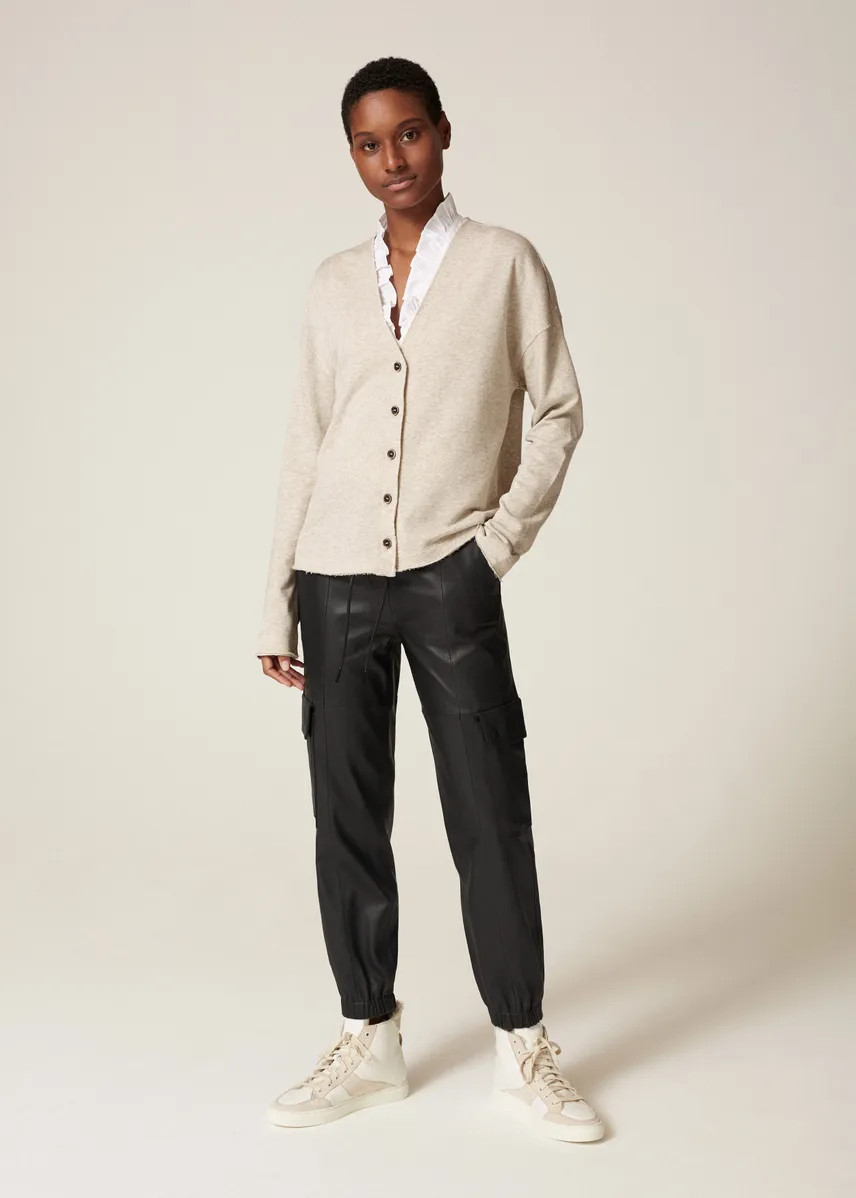 Italian Leather Tapered Cargo Jogger | ME + EM