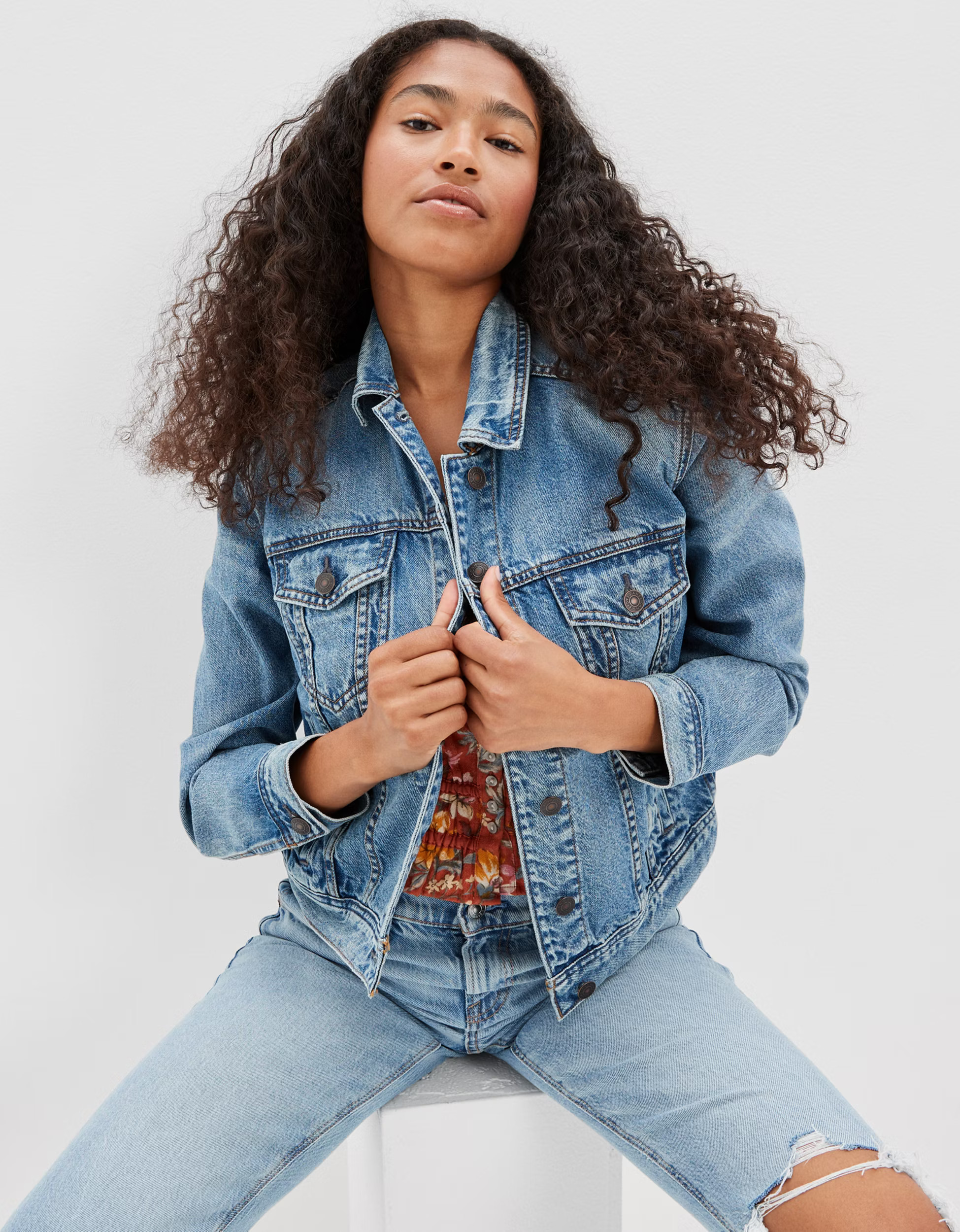 AE Medium Wash Classic Denim Jacket | American Eagle Outfitters (US & CA)