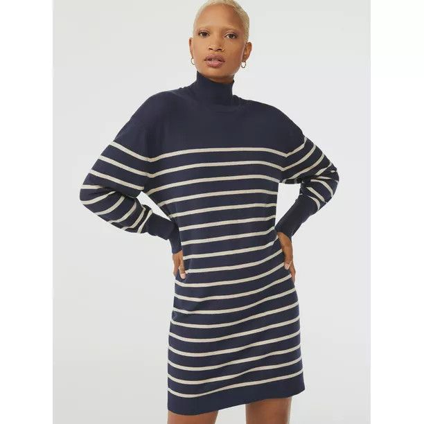 Free Assembly Women's Turtleneck Sweater Dress - Walmart.com | Walmart (US)