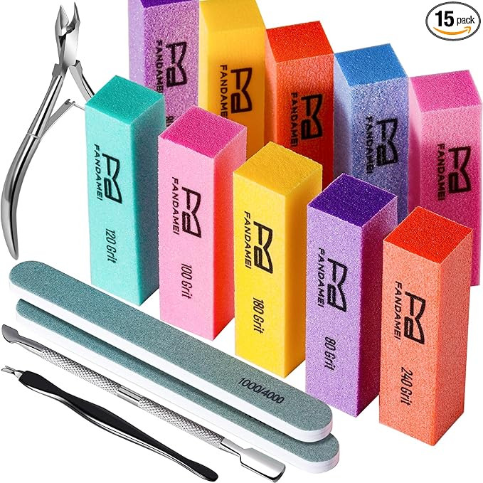 FANDAMEI Nail Buffer Kit, 10 PCS Nail Buffer Block with Different Grit, Nail Buffers, Nail Buffin... | Amazon (US)