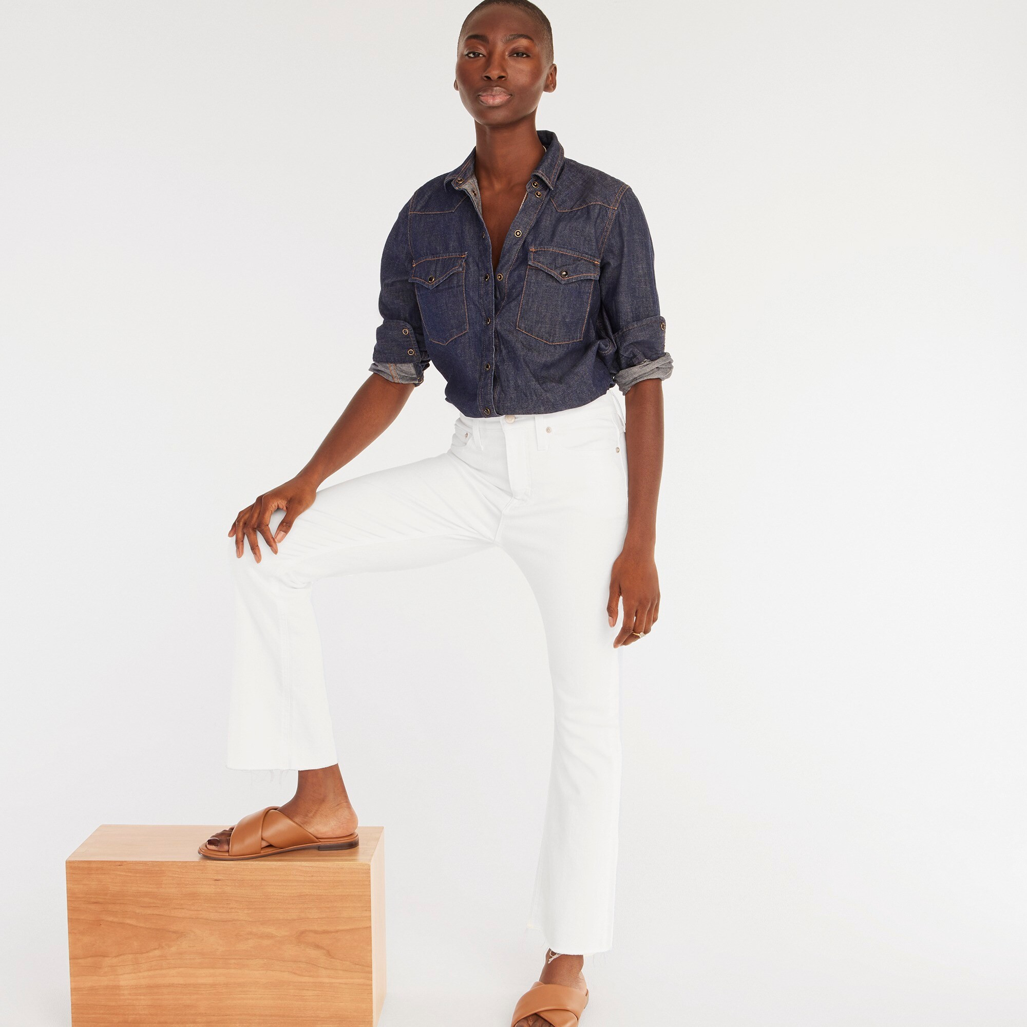10" demi-boot crop jean in white | J. Crew US