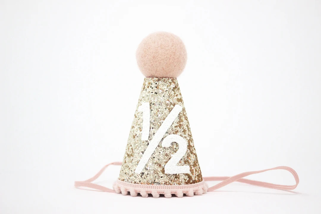1/2 Birthday Hat Half Birthday Hat Half Birthday Girl Outfit Baby Party Hat Gold Glitter Hat Choo... | Etsy (US)