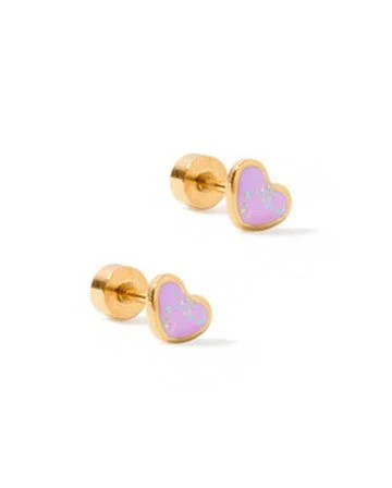 Screwback Stud Earrings - Nora Heart Purple - Shop LINNY CO | LINNY CO LLC