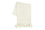Creative Co-Op 72" Woven Cotton Textured Pom Poms & Tassels Table Runner, Cream | Amazon (US)