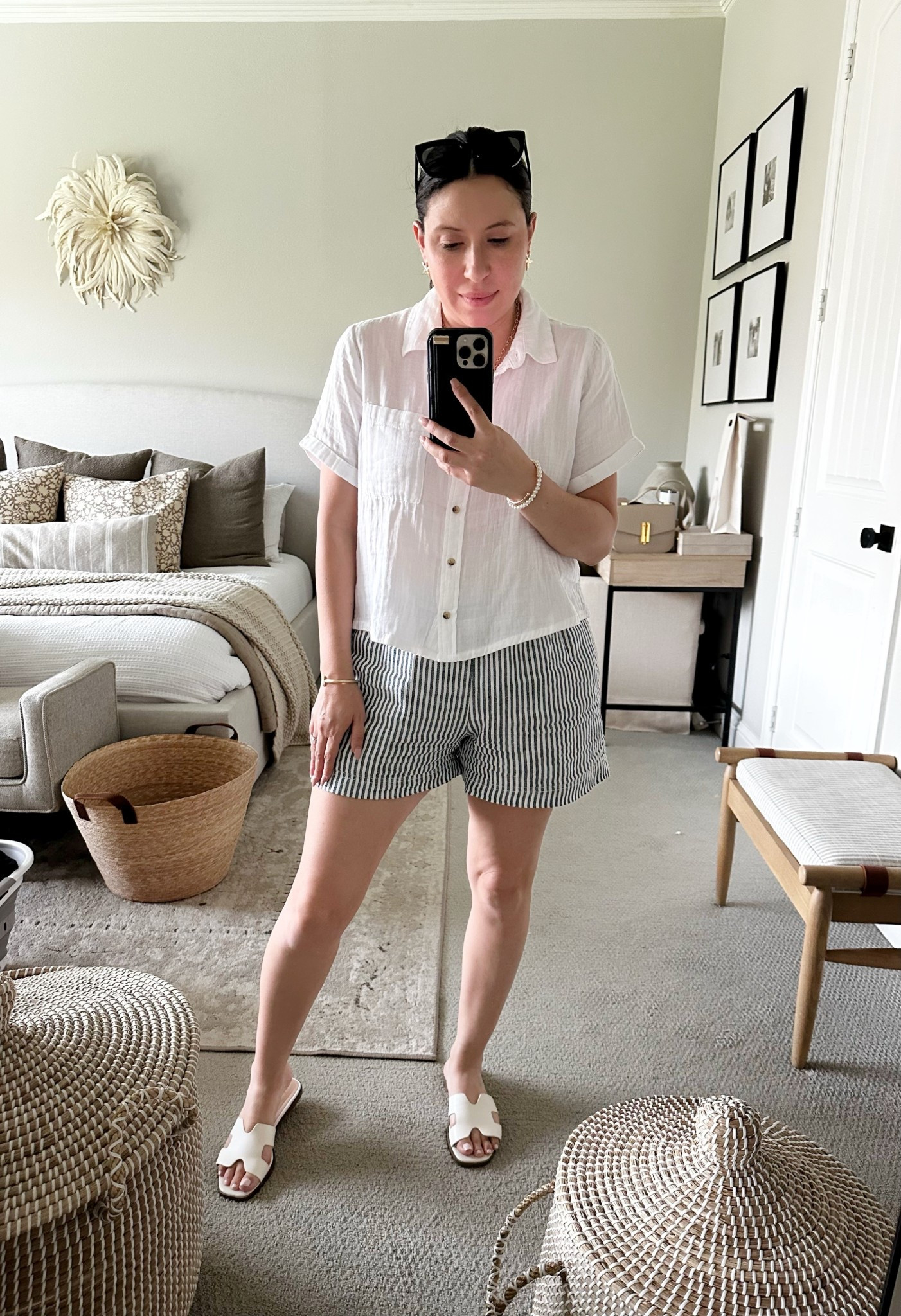 Cute and casual summer outfit, coastal inspired. Love this linen top and shorts! So comfy!

#LTKMidsize #LTKSaleAlert #LTKSummerEdit