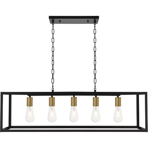 Elegant Lighting LD4063D38 Resolute 5 Light 38" Wide Linear Chandelier with Rect | Target