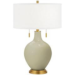 Color Plus Toby Brass 28" Modern Glass Sage Green Table Lamp | Lamps Plus