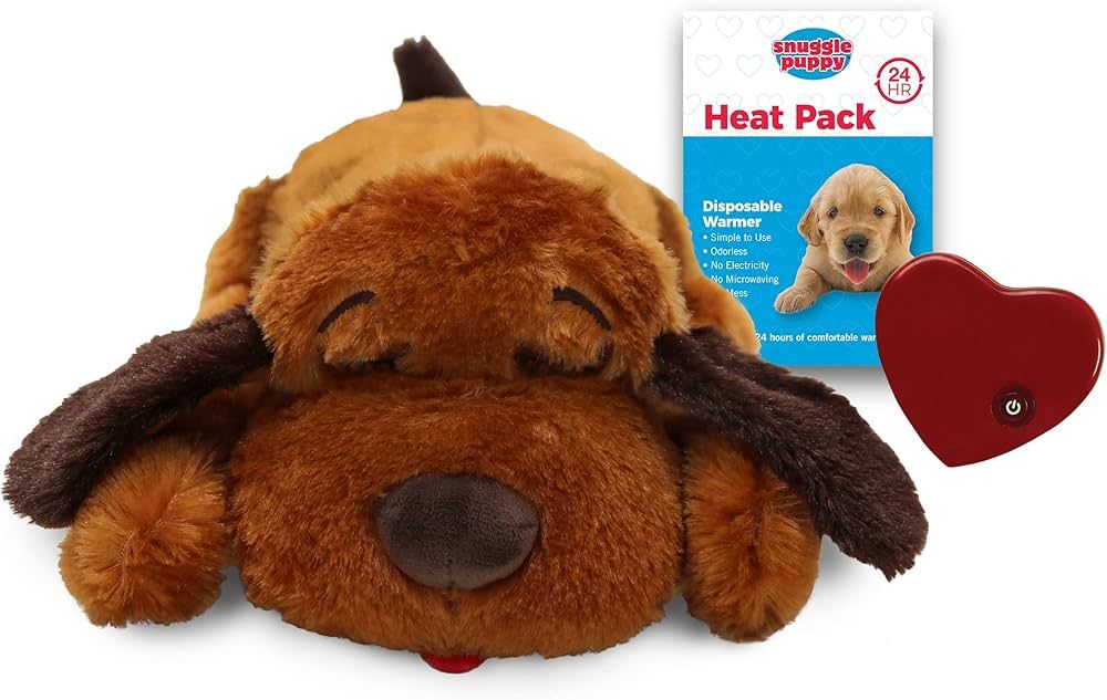 Snuggle Puppy Heartbeat Stuffed Toy for Dogs - Pet Anxiety Relief and Calming Aid - Brown | Amazon (US)