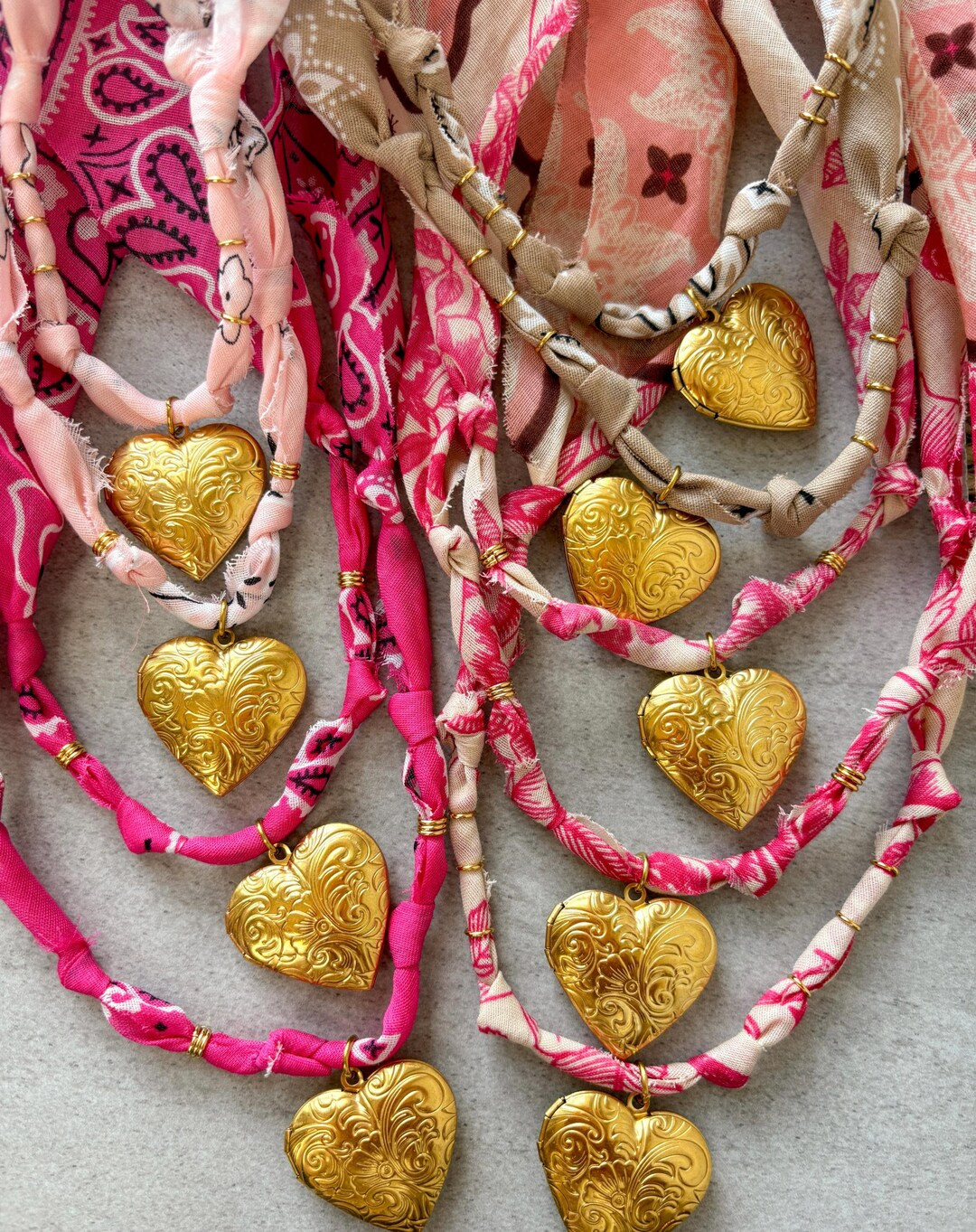 Bandana Necklace / Heart Locket / Valentines Jewelry - Etsy | Etsy (US)