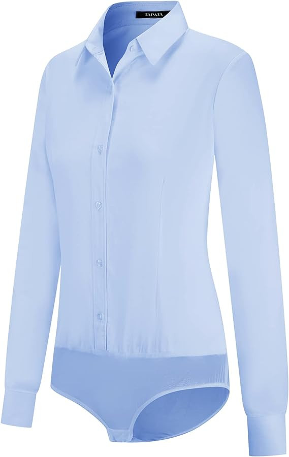 Tapata Womens Bodysuit Blouse Button Down One-Piece Long Sleeve Solid Office Work Shirt Casual To... | Amazon (US)