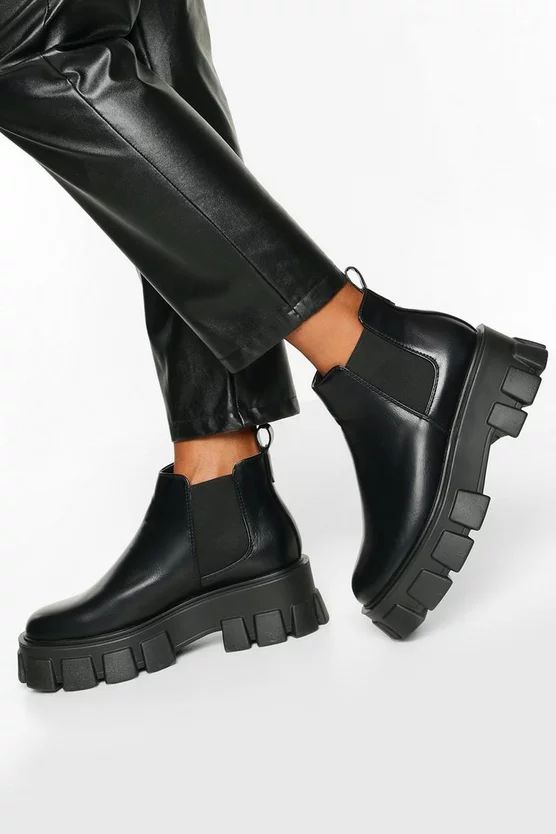 Chunky Cleated Chelsea Boots | Boohoo.com (US & CA)