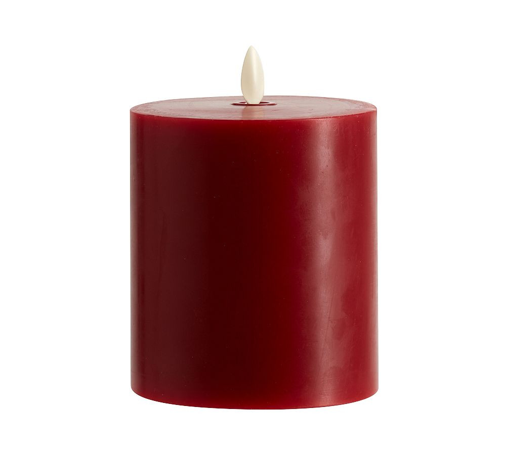 Premium Flickering Flameless Wax Pillar Candles - Red | Pottery Barn (US)