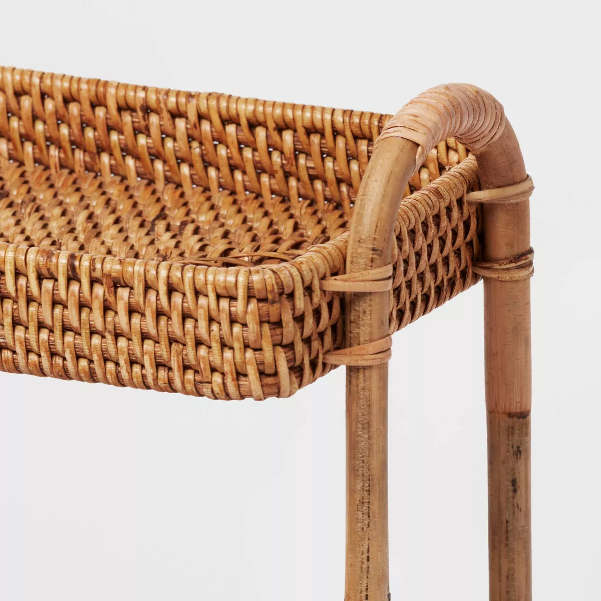 Natural Woven Tiered Vanity Bathroom Tray - Threshold™: Rattan Countertop Storage Accessory, Sp... | Target