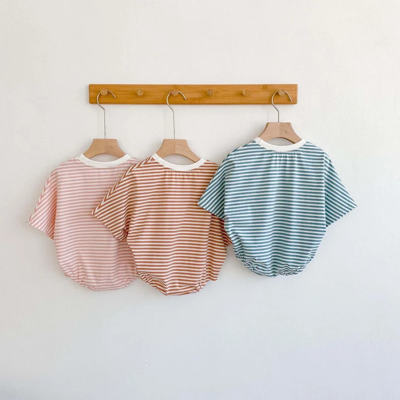 Striped Baby Romper Gender Neutral Oversized Baby Romper | Etsy | Etsy (US)