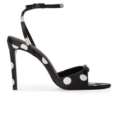 BLACK SUEDE STUDIO Albie 100 Sandal in Black Polka Dot Satin at Nordstrom, Size 39 | Nordstrom