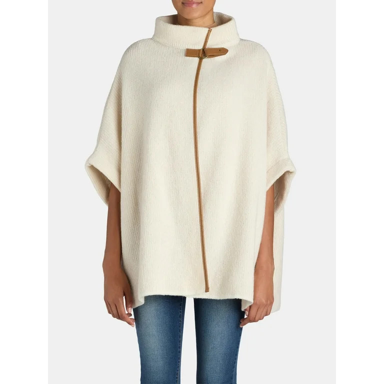Time and Tru Women's Knit Fashion Cover-Up Ruana, Ivory Off-White, Size S/M - Walmart.com | Walmart (US)